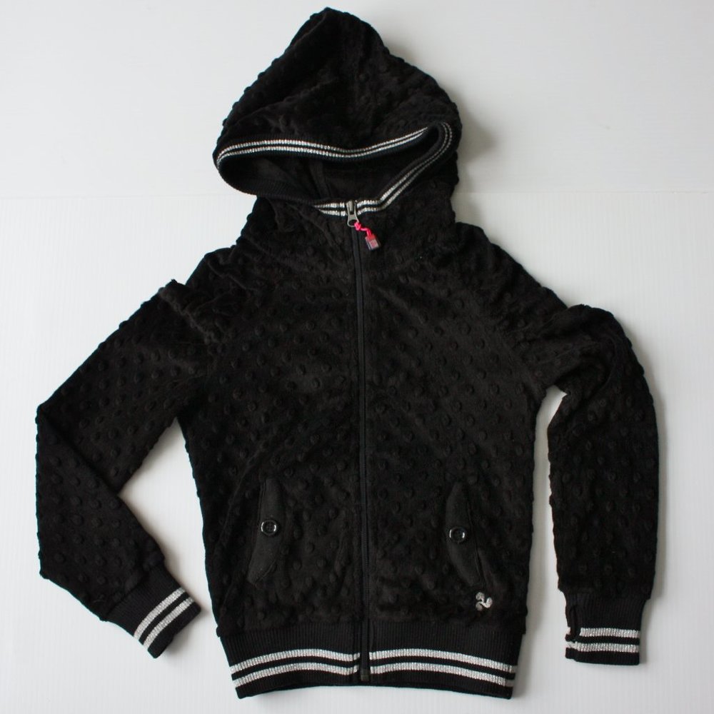 Triple Flip Boutique Girl's Dance Cheer Yoga Black Minky Soft Hoodie size 7 8